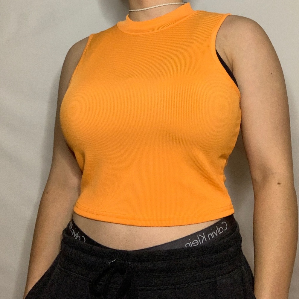 Large (L) Bright Orange Crop Top